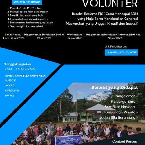 Recruitment Relawan Ruang Bakti Masyarakat Volume 01
